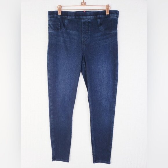 SPANX Jean-ish Ankle Leggings Blue Dark Wash Jeggings size Large - Picture 2 of 14